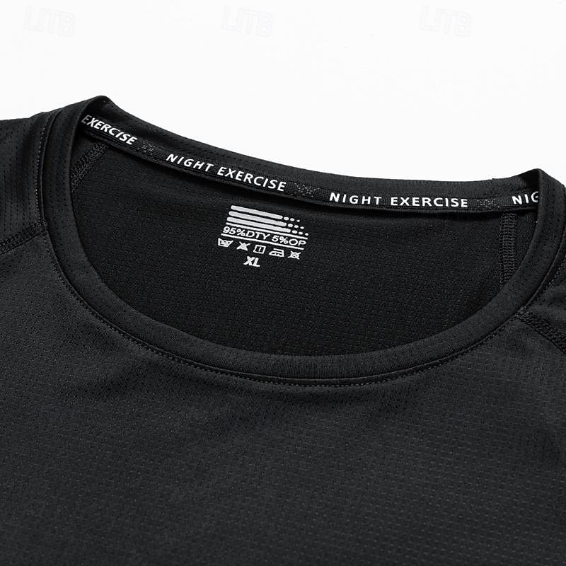 Men's T shirt Tee Gym Shirt Sports T-Shirt Crew Neck Short Sleeve Sports & Outdoor Vacation Casual Daily Gym Quick dry Breathable Plain Black White Activewear Fashion Basic3