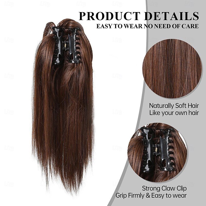 Drawstring Ponytails Women / Classic / Easy dressing Synthetic Hair Hair Piece Hair Extension Straight 16 inch Valentine's Day / Party Evening / Party / Evening4