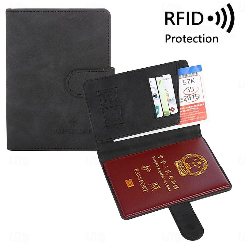Women Men RFID Vintage Business Passport Covers Holder Multi-Function ID Bank Card PU Leather Wallet Case Travel Accessories3