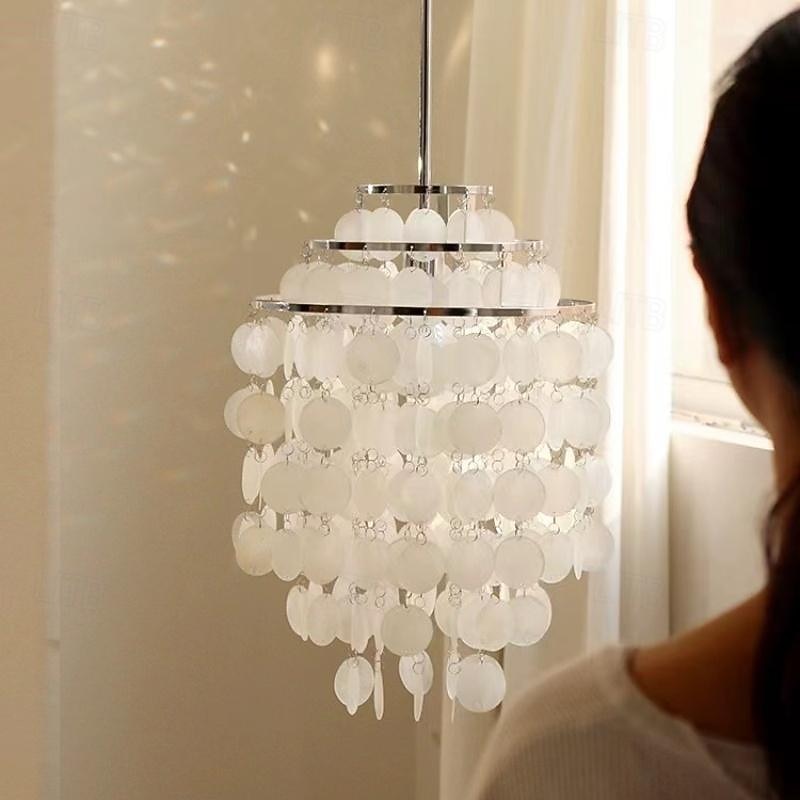 Led Chandelier French Medieval Design Metal Shell Natural Cream Style Dining Room Bar Cafe Warm Light 1-Light 28-80Cm 110-120V 220-240V3