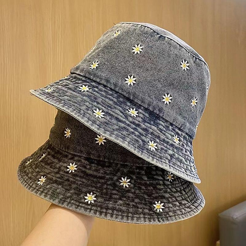 Women's Hat Bucket Hat Sun Hat Portable Sun Protection Outdoor Daily Weekend Embroidery Daisy3