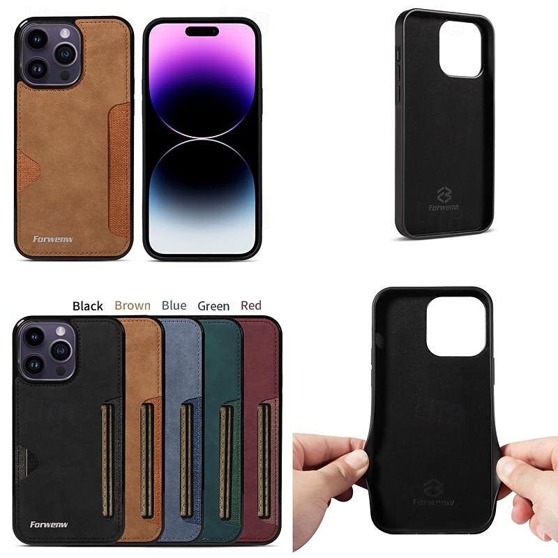 Phone Case For iPhone 17 Pro Max 17 Air 16 15 14 Pro Max Plus 13 12 11 Pro Max Mini Back Cover Ultra Thin Card Slot Shockproof Retro TPU PU Leather