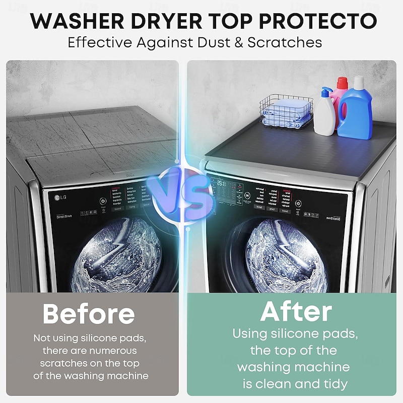 Washer and Dryer Covers for the Top, Silicone Dryer Top Protector Mat Non-slip Waterproof Washing Machine Cover Protector Top Load for Laundry & Kitchen4