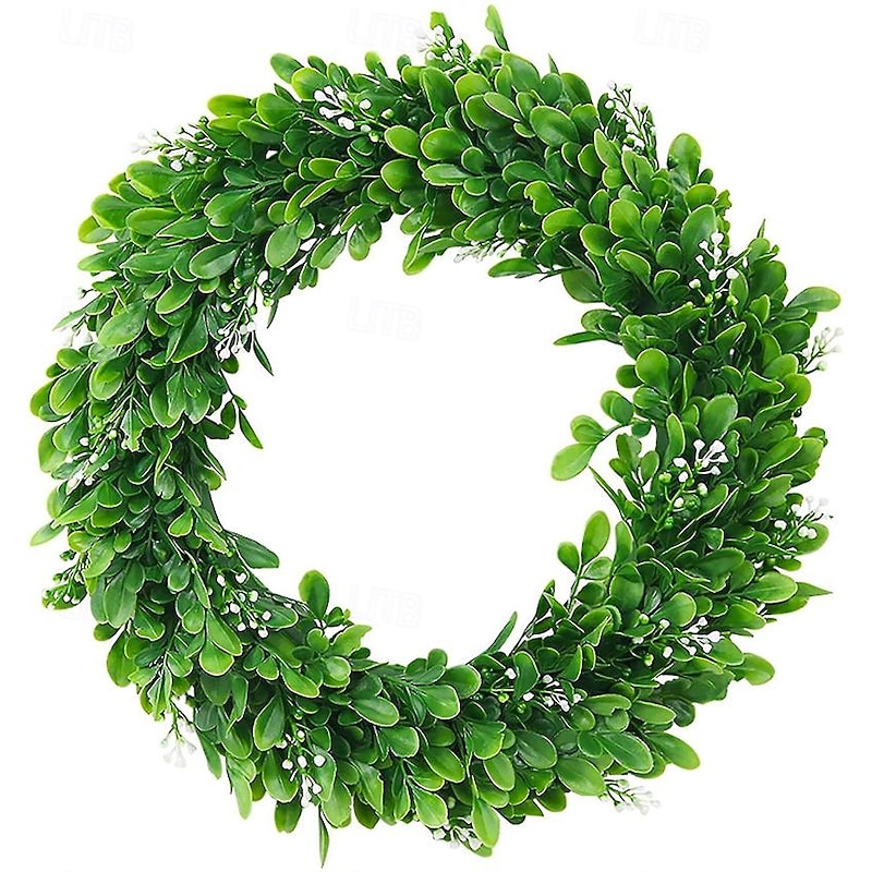 Faux Wreath Artificial Green Leaves Wreath For Front Door Wall Window Hanging Wedding Party Decoration