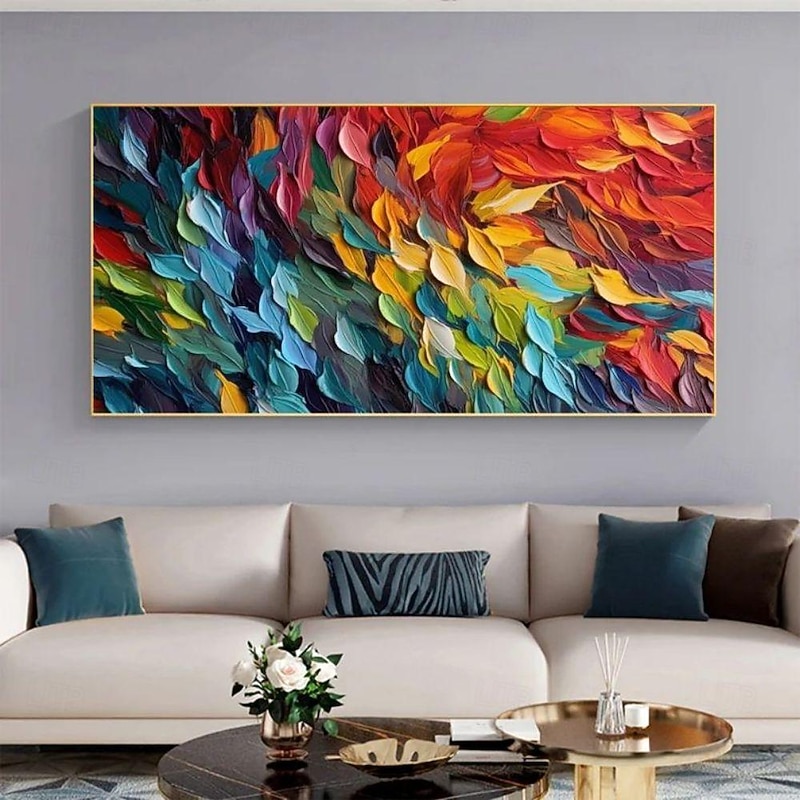 Handmade Oil Painting Canvas Wall Art Decoration Modern Thick Oil Colorful Leaves Landscape for Home Decor Rolled Frameless Unstretched Painting4
