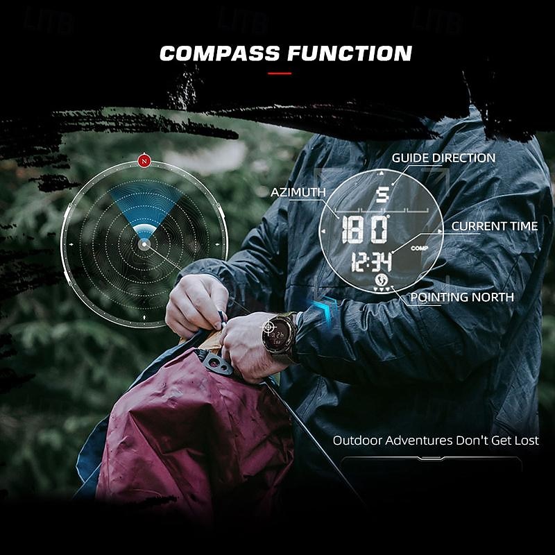NORTH EDGE Men Digital Watch Outdoor Sports Compass Stopwatch Alarm Clock Date Nylon Strap Watch4