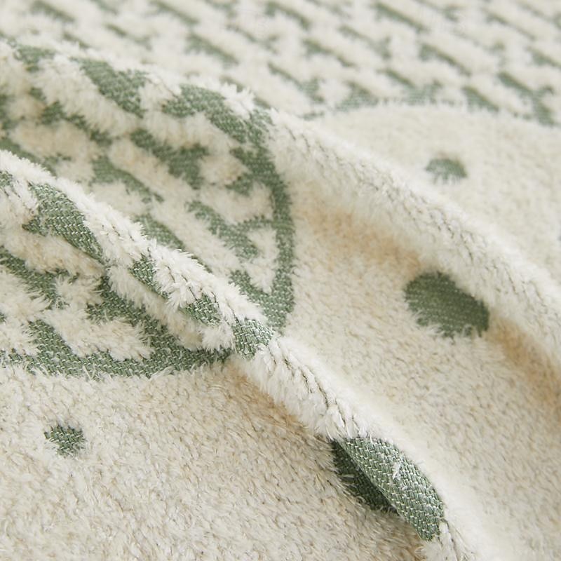 Sage Green Throw Blankets for Couch and Bed, Soft Cozy Sofa Cover Chenille Blanket with Tassel ,Decorative Blankets and Throws, Floral Jacquard Blanket for Funiture Protection2