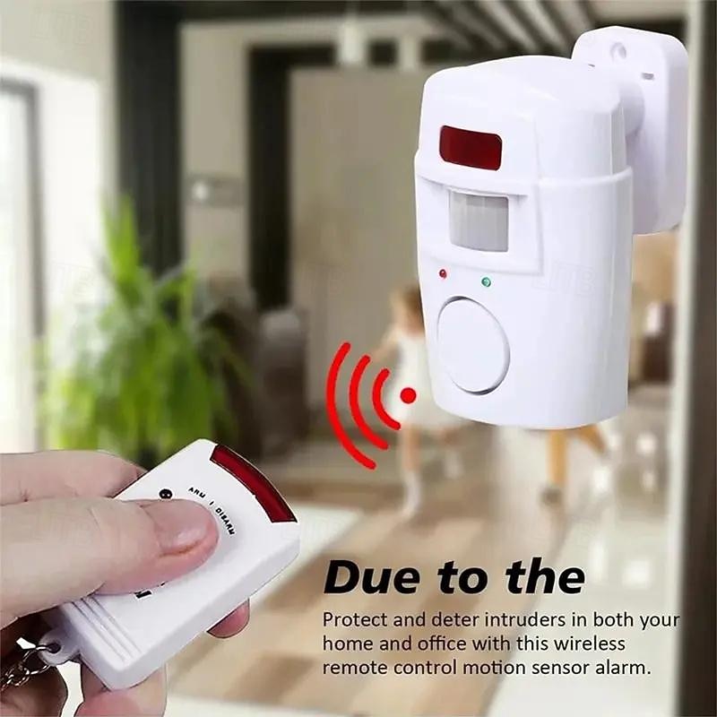 Smart Home Security KitWireless Infrared Security Alarm 105DB Alarm BatteryPoweredw/ 2 Remotes