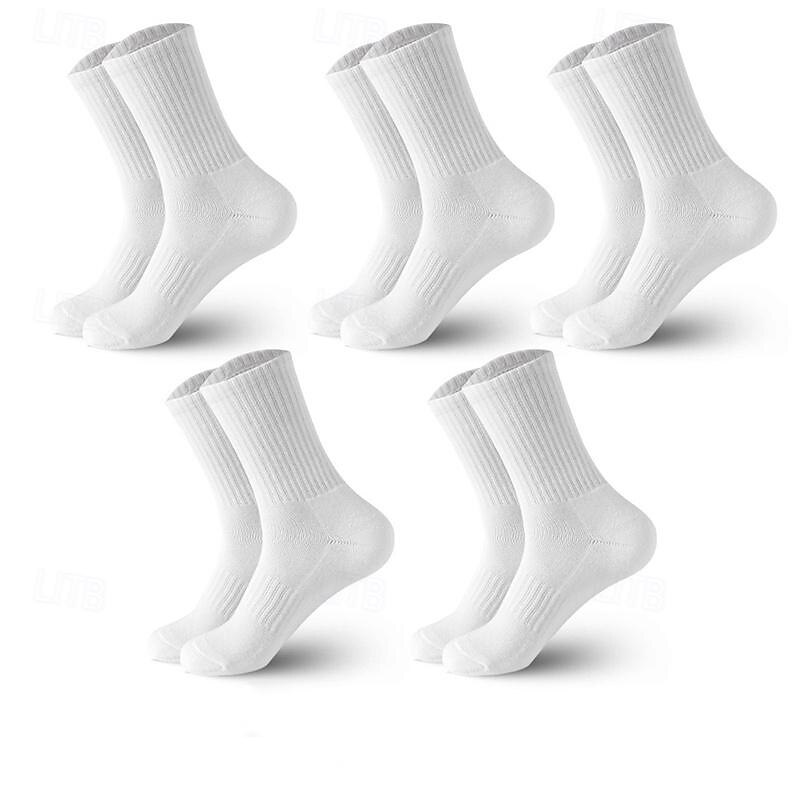 Men's 5 Pack Multi Packs Socks Crew Socks Running Socks Casual Socks Black White Color Plain Sports & Outdoor Casual Daily Basic Medium Spring Fall Fashion4