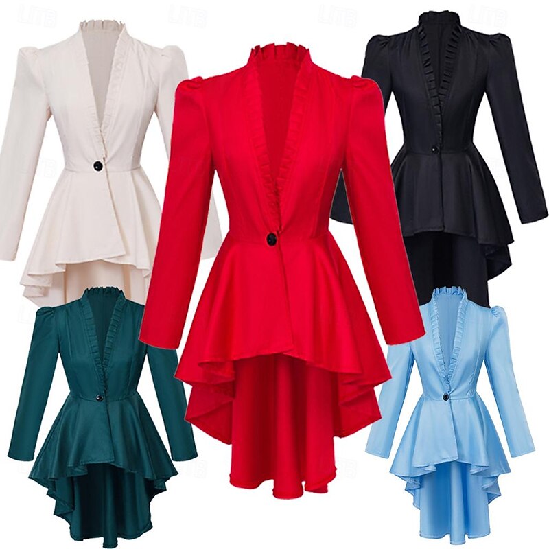 Punk & Gothic Medieval Renaissance Coat Cosplay Costume Trench Coat Witch Goth Girl Solid Colored Fancy Dress Women's Royal Steampunk Walpurgis Night Halloween Carnival Masquerade Event / Party Daily