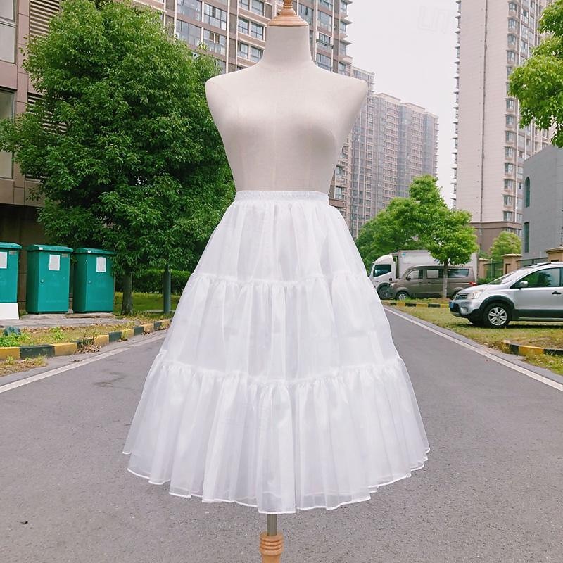 Retro Vintage 1950s Knee Length Petticoat Hoop Skirt Tutu Tulle Skirt Solid Color A-Line Fancy Dress Women's Halloween Masquerade Wedding Party Casual Daily Adults Skirt