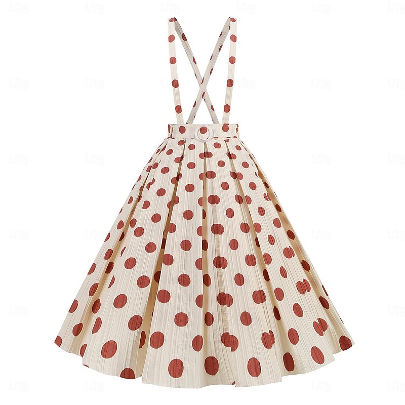 Retro Vintage 1950s Grease Outfits Rockabilly Skirt Swing Dress Flare Dress Polka dots Fancy Dress Women's Halloween Masquerade Dailywear Adults Skirt Homecoming Dresses