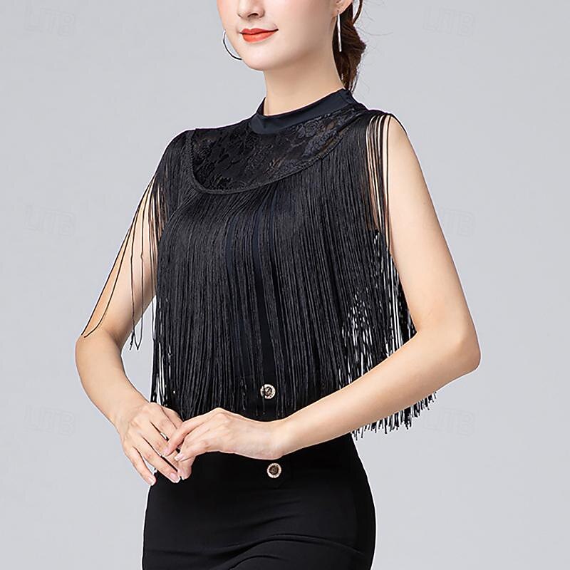 Latin Dance Ballroom Dance Leotard / Onesie Lace Tassel Pure Color Women's Performance Training Sleeveless High Nylon2