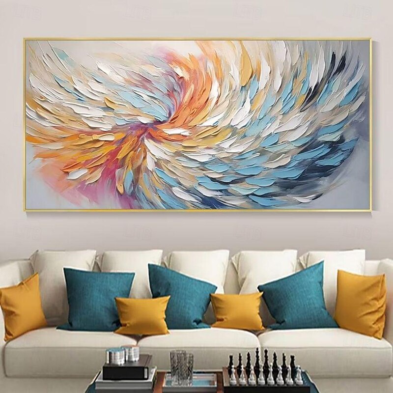 Handmade Oil Painting Canvas Wall Art Decoration Thick Oil Knife Colorful Abstract for Home Decor Rolled Frameless Unstretched Painting