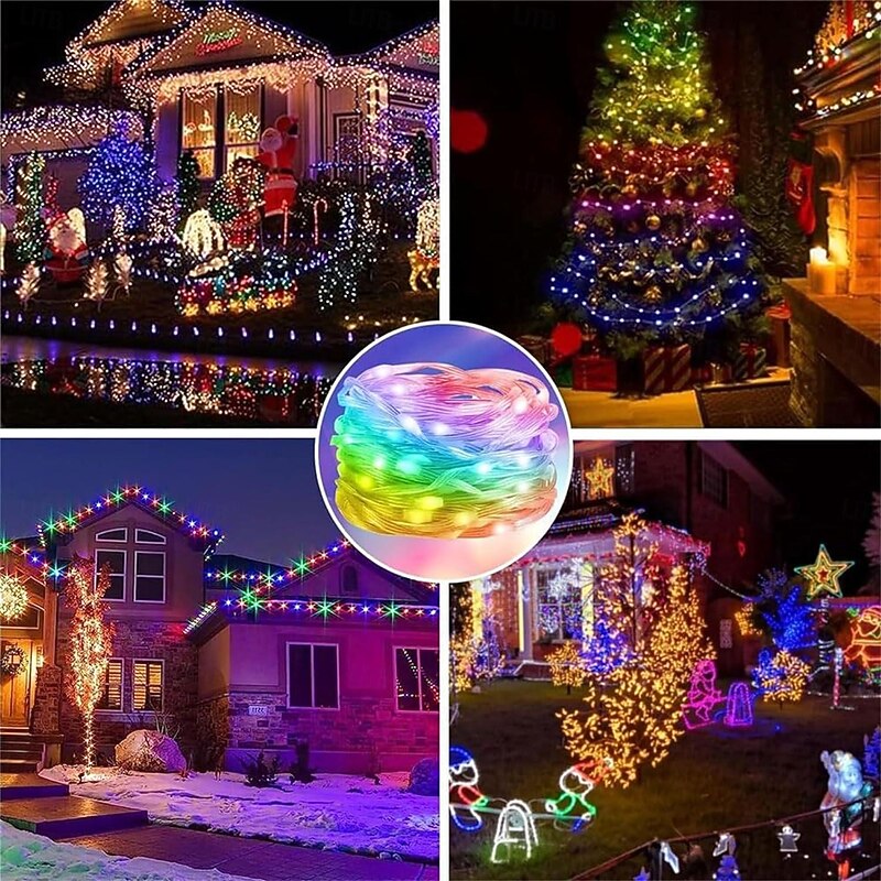 Smart Fairy String Lights APP Controlled Led String Fairy Lights with Remote Control,RGB Led Twinkle Lights Music Sync Christmas Party Lights for Christmas Wedding Room Bedroom Party Event Home Decor4