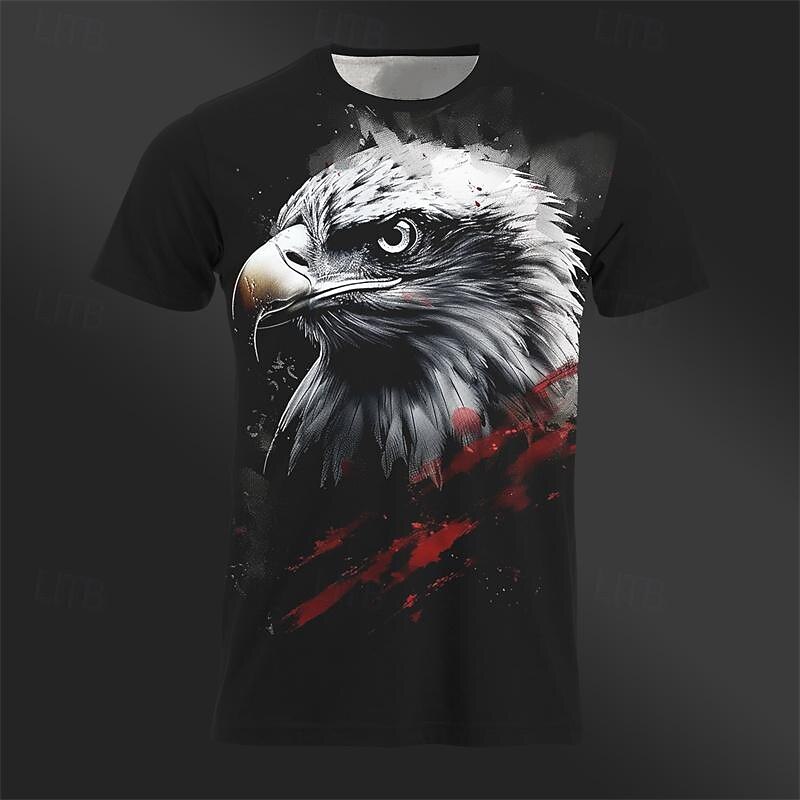 Men's Graphic Animal Eagle T Shirt Tee Top Short Sleeve T shirt 3D Print Crew Neck Shirt Daily Casual Street Style Sports Outdoor Holiday Going out Black Dark Gray Spring & Summer Clothing Apparel S