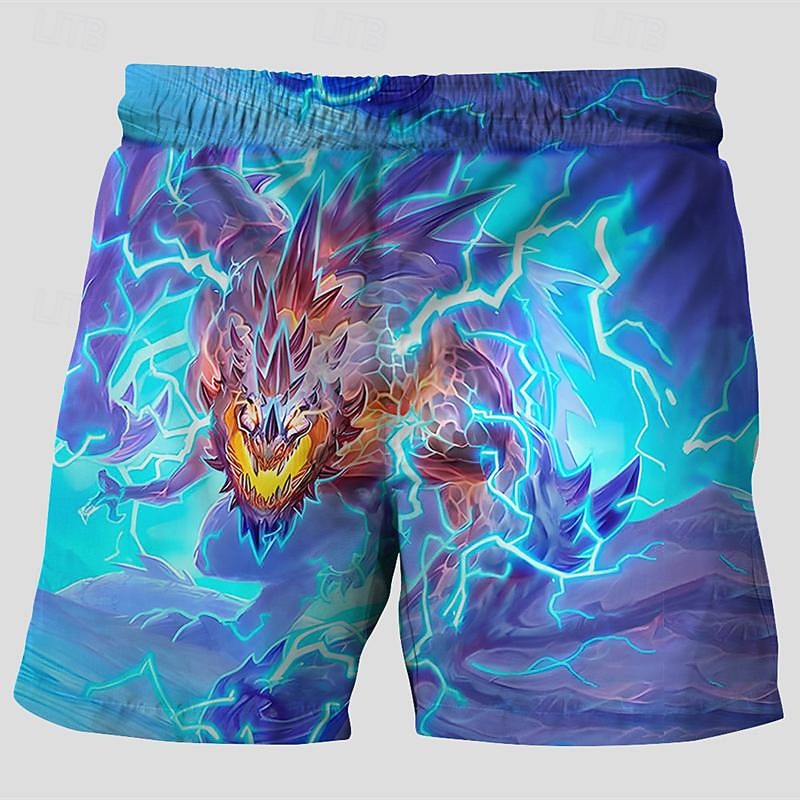 Men's Dragon Swim Trunks Swim Shorts Board Shorts Mid Waist Vacation Hawaiian Holiday Vacation Holiday Beach Drawstring with Mesh lining Elastic Waist Designer Clothing Apparel2