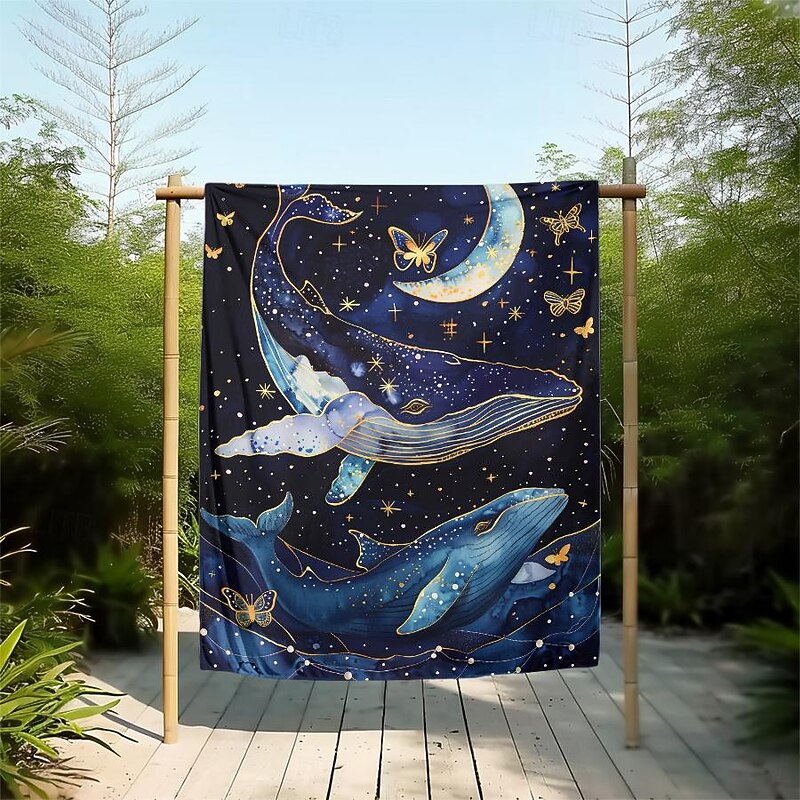Whale Landscape Pattern Throws Blanket Flannel Throw Blankets Warm All Seasons Gifts Big Blanket3
