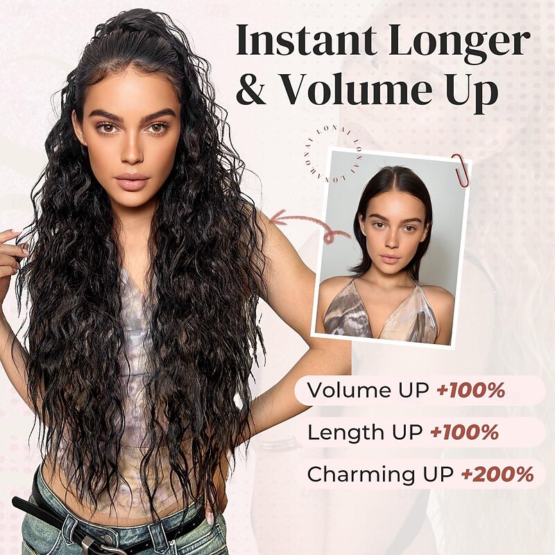Ponytail Extension Long Wavy Drawstring Ponytail Extensions Softer Lighter  Import Synthetic Clip in Hair Extensions Natural Looking Hairpiece for Women4