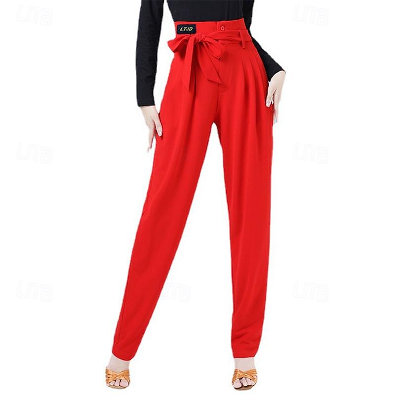 Latin Dance Ballroom Dance Pants Sashes / Ribbons Buttons Pure Color Women's Performance Training High Spandex