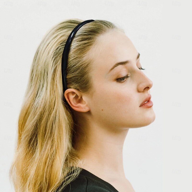 4PCS Plastic Thin Skinny Headbands - Headbands for Women - Plain Headband for Girls DIY - Hair Bands Teeth Comb Headbands Halloween Comb - Black4