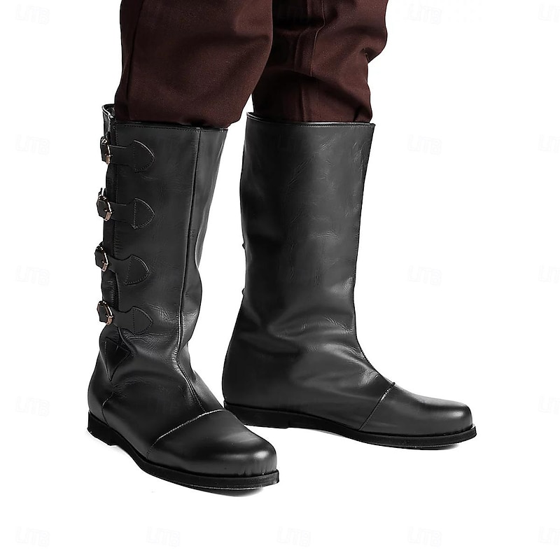 Retro Vintage Medieval Renaissance Shoes Flat Jazz Boots Pirate Knight Ritter Men's Unisex Halloween Event / Party Masquerade Shoes Fancy Medieval Boots2