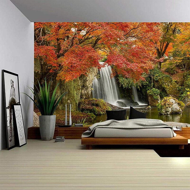 Landscape Waterfall Hanging Tapestry Wall Art Large Tapestry Mural Decor Photograph Backdrop Blanket Curtain Home Bedroom Living Room Decoration3