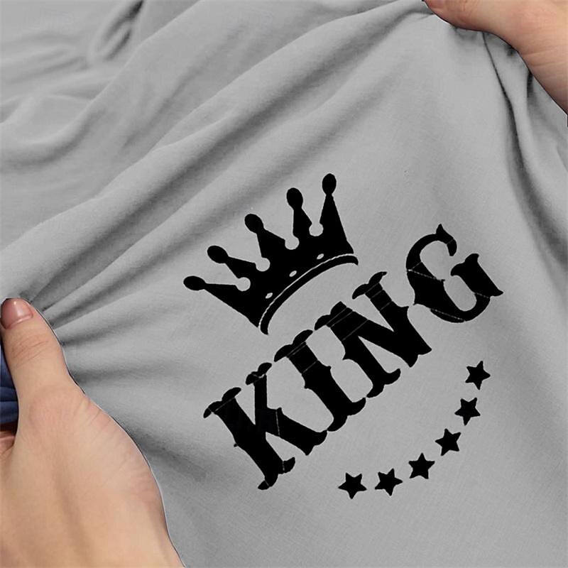 Men's Crown King T Shirt Tee Top Cotton Short Sleeve Graphic Shirt Heather Gray Black Red Comfortable Tee Vacation Street Fashion Designer Clothing3