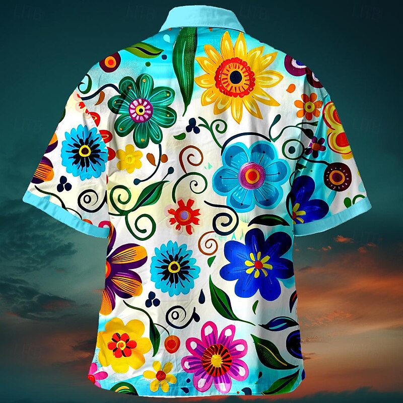Men's Floral Print Tropical Flowers Shirt Summer Hawaiian Shirt Aloha Shirt Shirt Cuban Collar Fashion Designer Casual Outdoor Street Causal Blue Purple Green S M L2