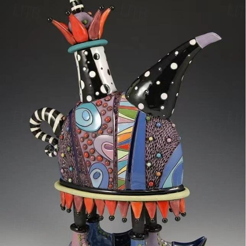 COLORFUL CREATIVE TEAPOT DECORATION, Colorful Resin Teapot Home rnaments3