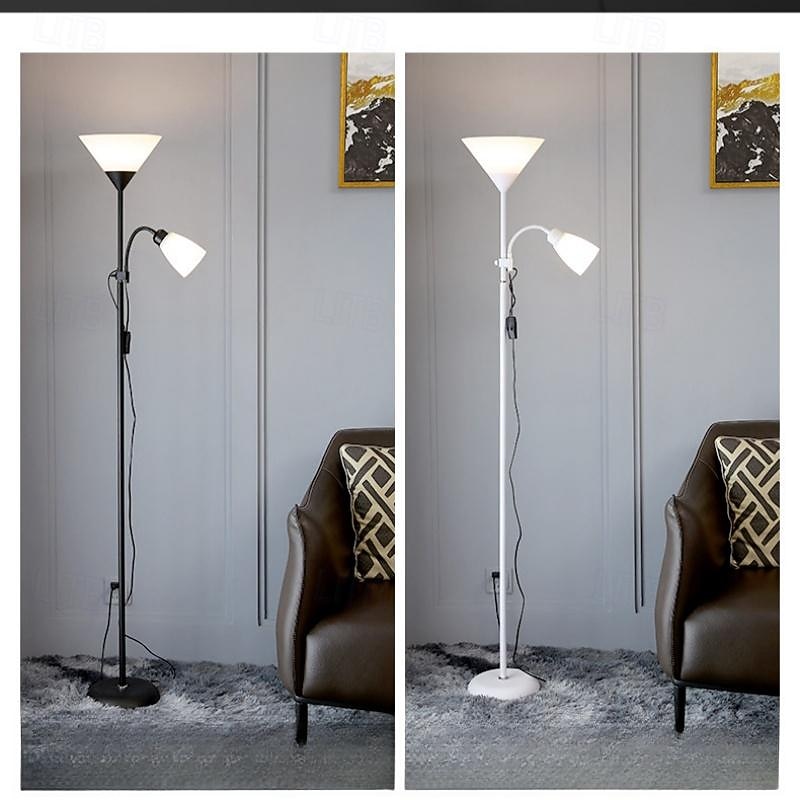 Adjustable Black Floor Lamp with Reading Light Susan Modern Standing Lamp for Living Room/Office Lamp 72" Tall - 150-watt with Side Reading Light Corner Lamp2