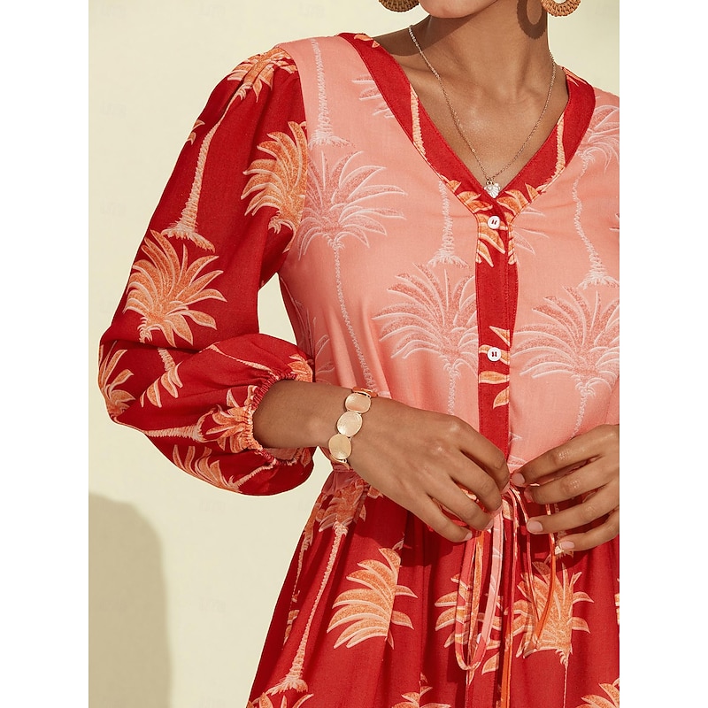 Floral Tassel Fringe V Neck Midi Dress3