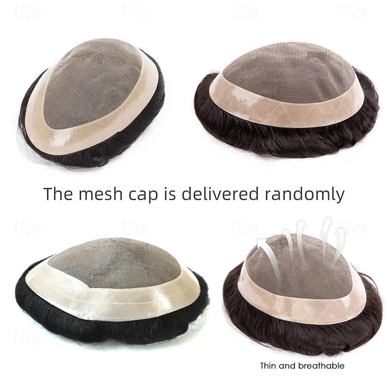 Hair Pieces and Wigs Human Hair Men Toupee Mono Lace With Npu Around Lace Systems Size 7x9 Inch 6''Length 1B 6X8 7X9 8X104