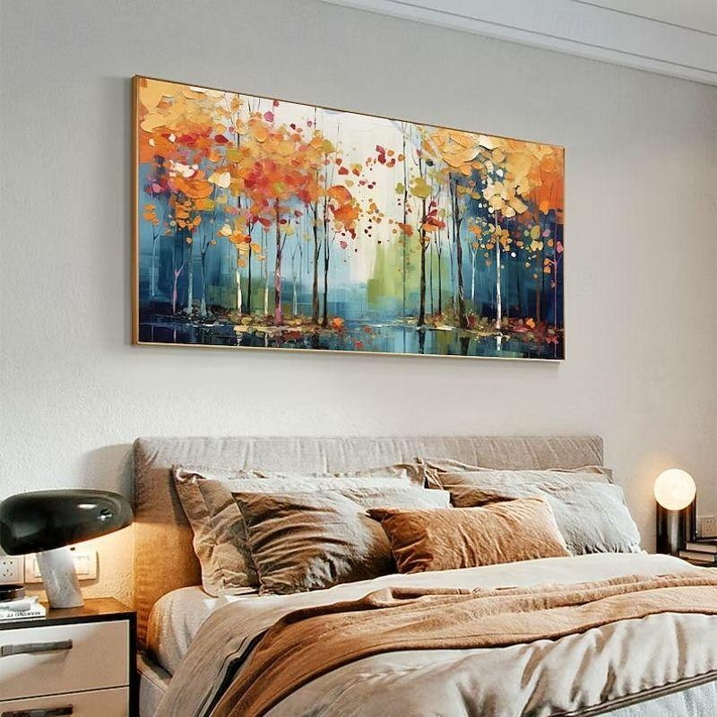 Handmade Oil Painting Canvas Wall Art Decoration Maple Grove Forest Abstract Landscape for Home Decor Rolled Frameless Unstretched Painting3