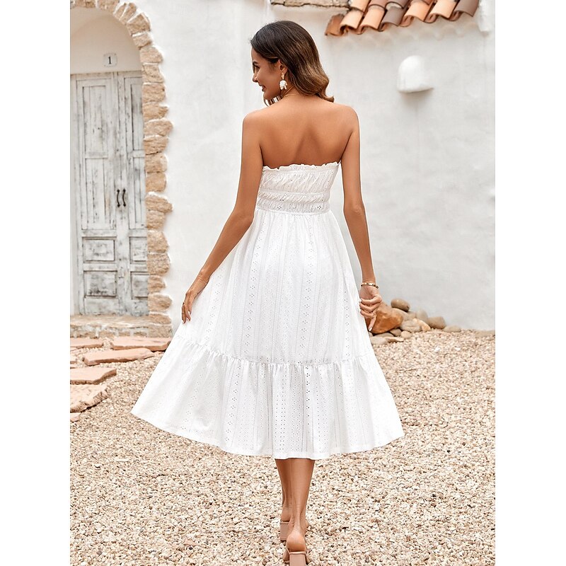 Vintage 1950s Mini Dress Little White Dress Bridal Strapless Solid Colored A-Line Fancy Dress Women's Masquerade Wedding Bridal Shower Bachelorette Party Adults' Dress Homecoming Dresses4