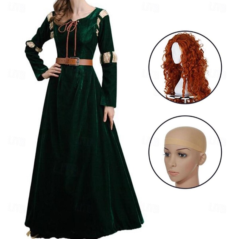 Brave Merida Dress Cosplay Costume Cosplay Wigs Cosplay Movie Cosplay for Women's Adults' Carnival Masquerade