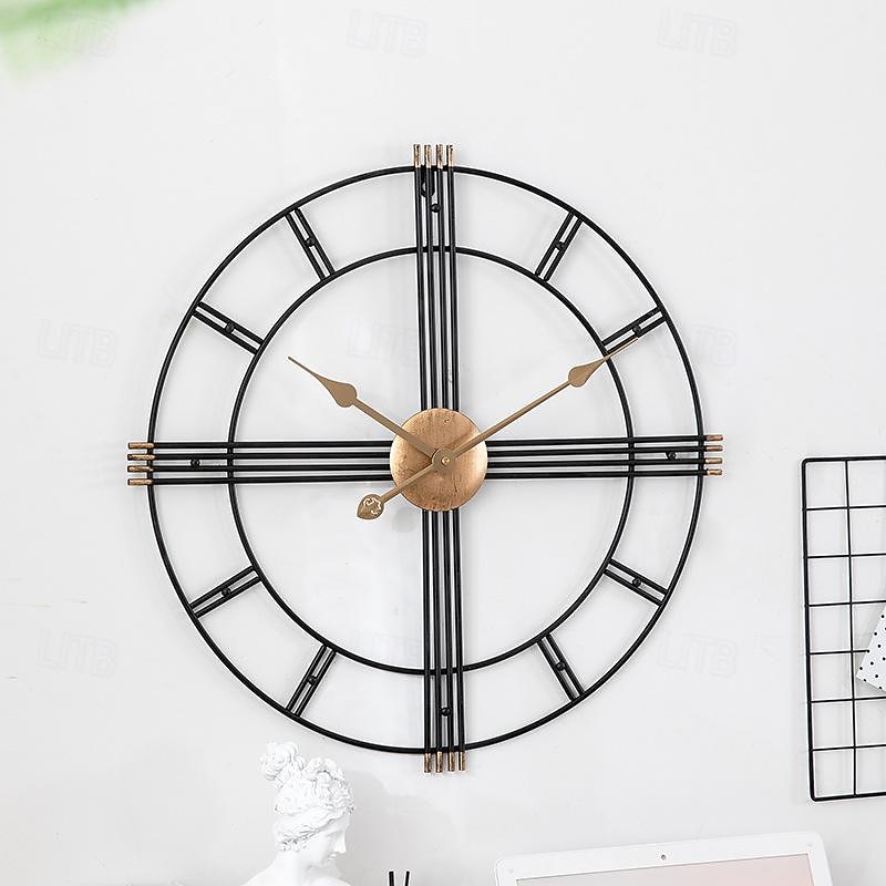 Large Metal Wall Clock Silent Retro Wall Clock Large Roman Numerals Used for Living Room Kitchen Fireplace Bedroom Decoration 50 cm2