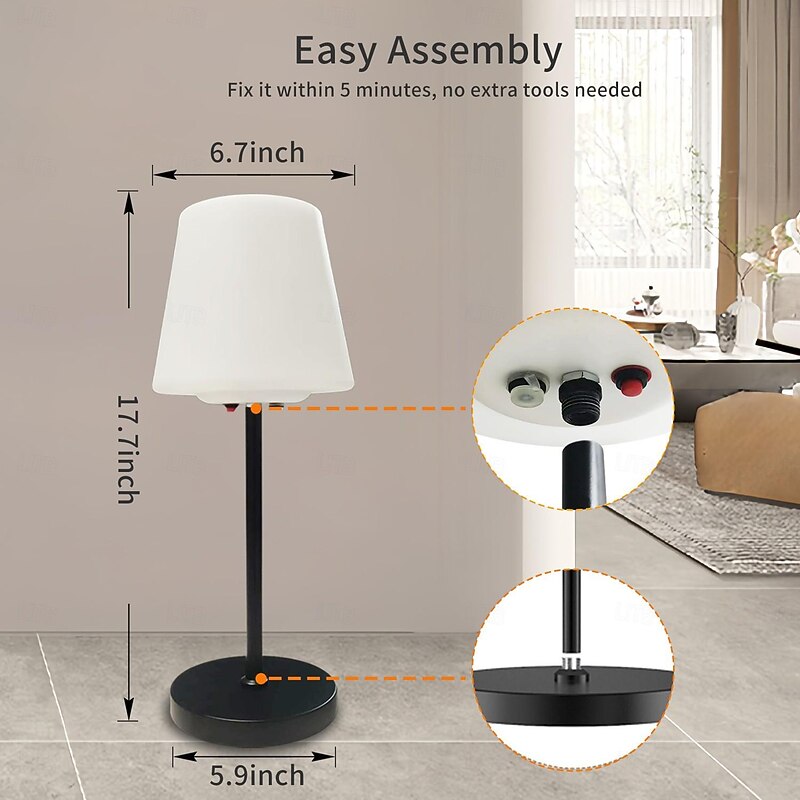 Solar Dimmable Table Lamp, Rechargeable Cordless Table Lamps , 3-Color Modes Portable Table Lamp for Living Room, Office, Restaurant and Patio4