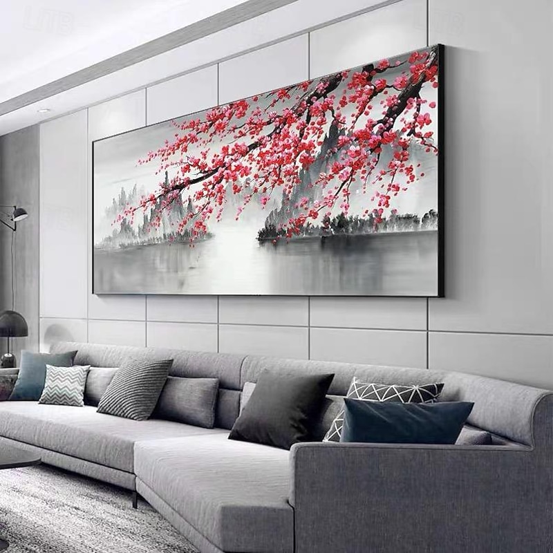 Hand painted Large Abstract Flower Oil Painting on Canvas Original Cherry Blossoms Painting Home Room Decor Living room Wall Decor Modern Wall Art Rolled Canvas No Frame3