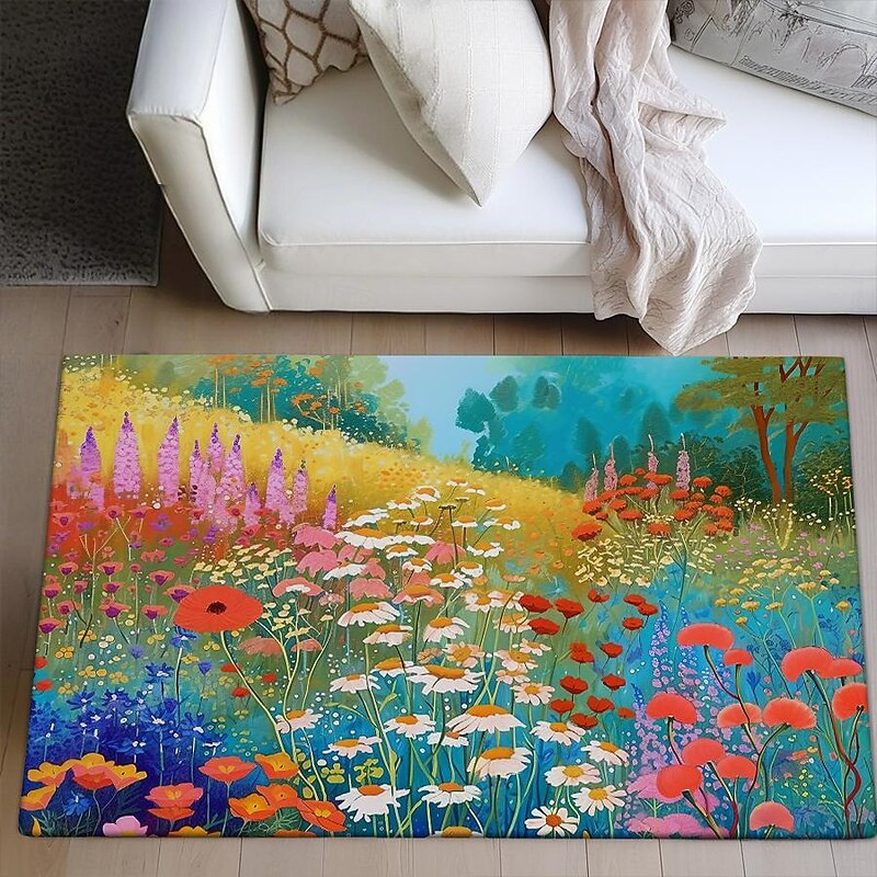 Vintage Painting Flowers Area Rug Kitchen Mat Non-Slip Oil Proof Floor Mat Livingroom Rug Indoor Outdoor Mat Bedroom Decor Bathroom Mat Entrance Rug Door Mat