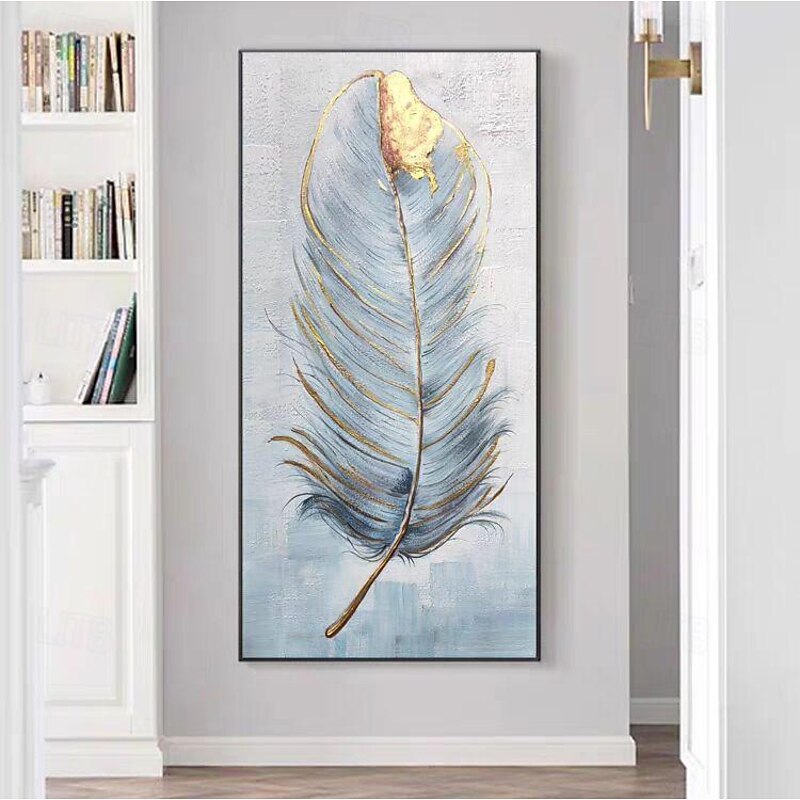 Abstract White Feather Canvas Painting hand painted Pop Modern Decorative Picture gold Feather painting Wall Art Picture for Living Room Entrance art painting3