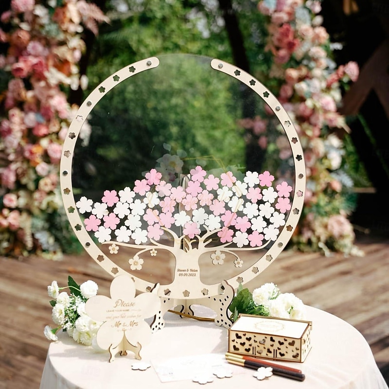 Wedding Guest Book Tree and Leaf Wedding Message Board Valentine's Day Wedding Blessing Collection Box3