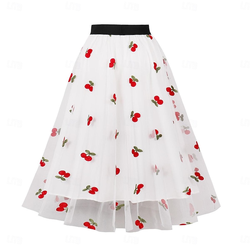 Retro Vintage 1950s Grease Outfits Rockabilly Skirt Tulle Skirt Fruit Fancy Dress Women's Halloween Masquerade Wedding Guest Tea Party Casual Daily Adults Skirt4