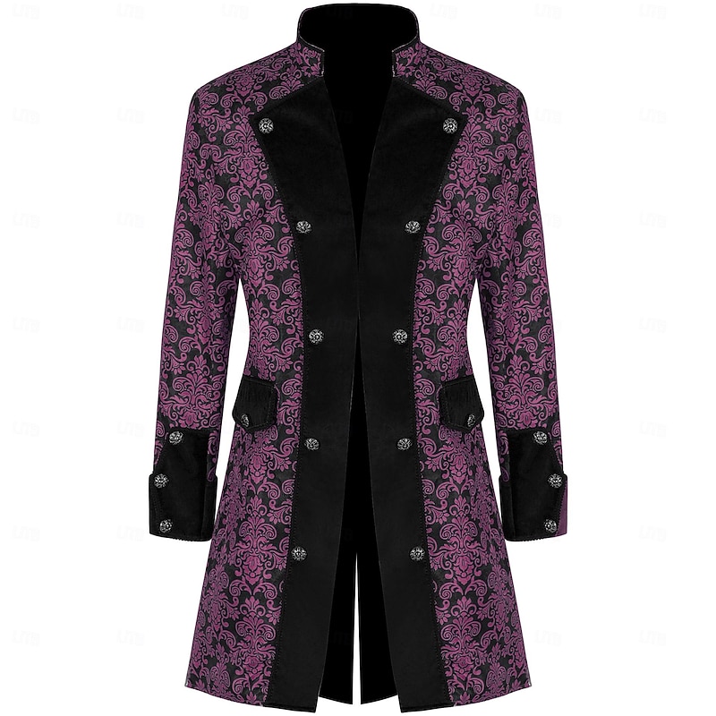 Retro Vintage Punk & Gothic Medieval Cosplay Costume Cloak Tuxedo Vampire Gentleman Fancy Dress Men's Pirate Royal Steampunk Halloween Carnival Masquerade Party / Evening Adults' Coat2