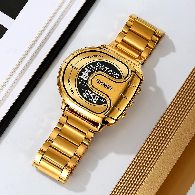 SKMEI Men Digital Watch Outdoor Fashion Casual Wristwatch Luminous Stopwatch Alarm Clock Countdown Steel Watch4