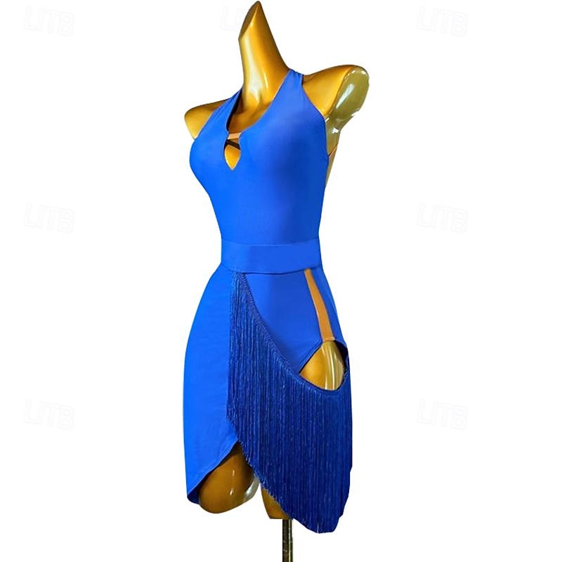 Latin Dance Dress Tassel Women's Performance Training Long Sleeve High Spandex2