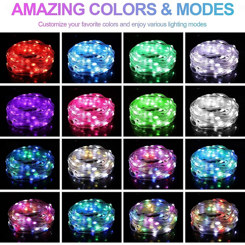 Smart Fairy String Lights APP Controlled Led String Fairy Lights with Remote Control,RGB Led Twinkle Lights Music Sync Christmas Party Lights for Christmas Wedding Room Bedroom Party Event Home Decor3