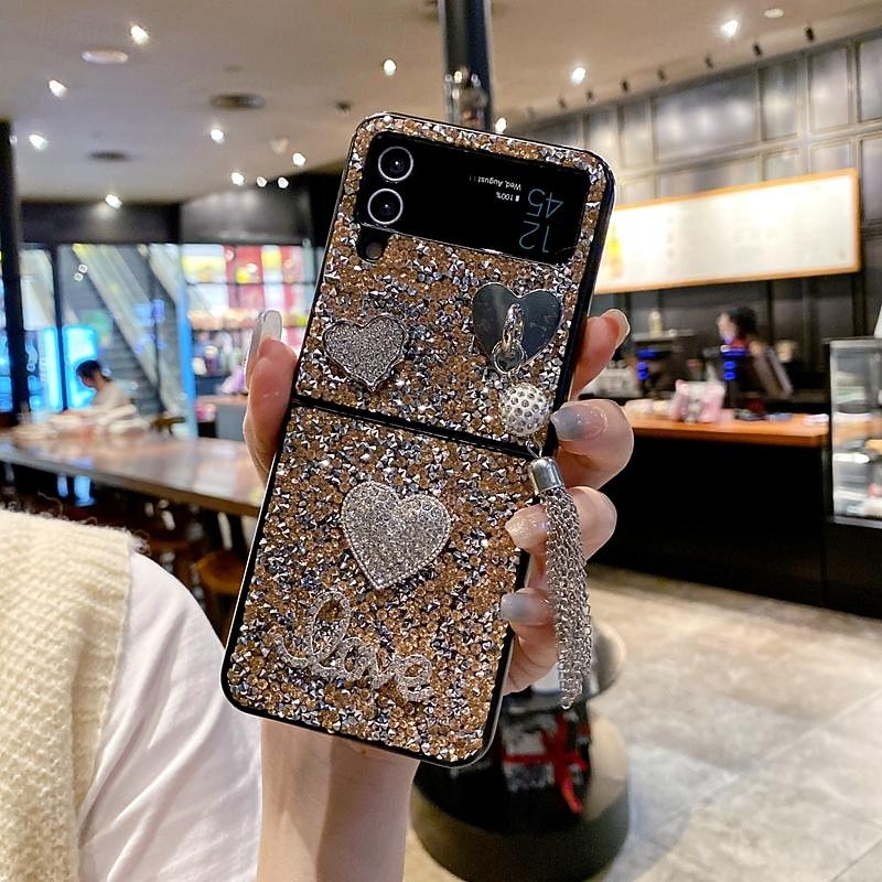 Phone Case For Samsung Galaxy Z Flip 7 Z Flip 6 Z Flip 5 Z Flip 4 Z Flip 3 Back Cover Bling Glitter Shiny Shockproof TPU Rhinestone Metal2