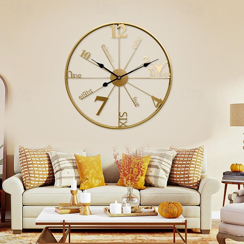 Metal Nordic Wall Watch Art Large Luxury Digital Silent Wall Sticker Clock Wall Aesthetic Creative Clock Decor Wall Clock Metal Modern 60 cm