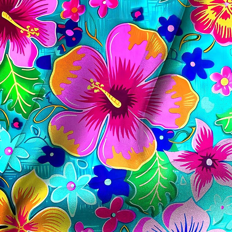 Men's Floral Print Tropical Flowers Shirt Summer Hawaiian Shirt Aloha Shirt Shirt Cuban Collar Vacation Fashion Hawaiian Outdoor Street Casual Sky Blue Purple Dark Blue S M L3